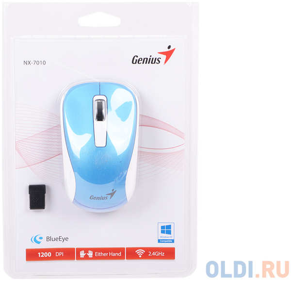 Мышь беспроводная Genius NX-7010 белый синий USB (2.4Ghz, 1200dpi, BlueEye) 434725996