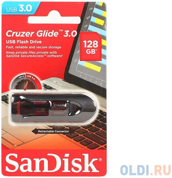 Внешний накопитель 128GB USB Drive <USB 3.0 SanDisk Cruzer Glide 3.0 (SDCZ600-128G-G35)