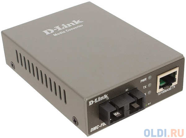Медиаконвертер D-Link DMC-F02SC/A1A Медиаконвертер с 1 портом 10/100Base-TX и 1 портом 100Base-FX с разъемом SC для многомодового оптического кабеля (