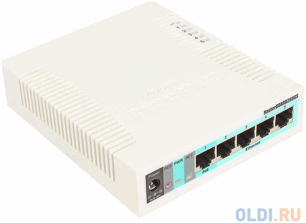 Коммутатор MikroTik CSS106-5G-1S RB260GS with 5 Gigabit ports and SFP cage, SwOS, plastic case, PSU 434779516