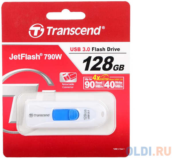 Флешка USB 128Gb Transcend JetFlash 790 TS128GJF790W белый 434796885