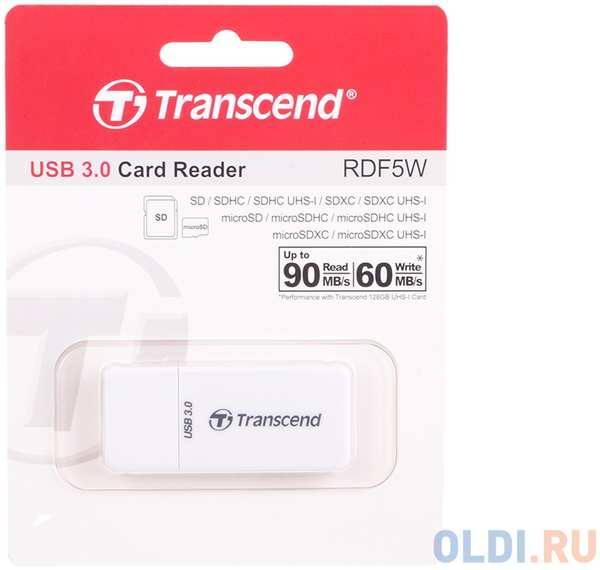 Картридер внешний Transcend TS-RDF5W USB3.0 SDHC/SDXC/microSDHC/microSDXC белый 434799646
