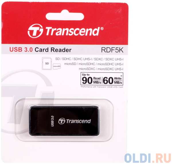 Картридер внешний Transcend TS-RDF5K USB3.0 SDXC/SDHC/SD/microSDXC/microSDHC/microSD черный 434799686