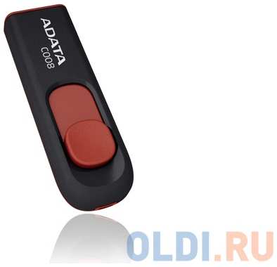 A-Data Внешний накопитель 8GB USB Drive ADATA USB 2.0 C008 черно-красная выдвижная AC008-8G-RKD
