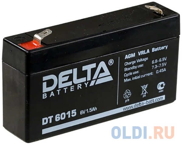 Delta DT 6015 (1,5 А\\\\ч, 6В) свинцово- кислотный аккумулятор