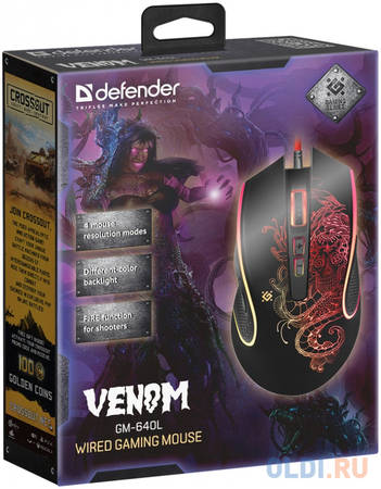 Мышь проводная Defender Venom GM-640L USB 52640