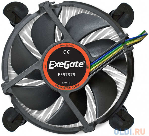 Exegate EX283280RUS Кулер ExeGate EE97379, Al, S1150/1151/1155/1156, TDP 65W, Hydro bearing, 4pin, 23.5db, BOX