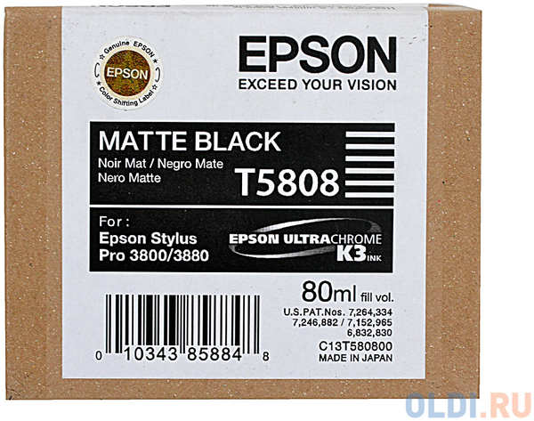 Картридж Epson C13T580800 400стр Черный матовый 4348435215