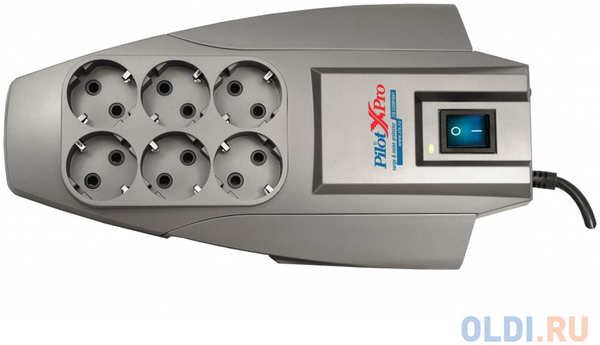 Сетевой фильтр ZIS Pilot X-Pro 6 розеток 1.8 м серый 4348435674