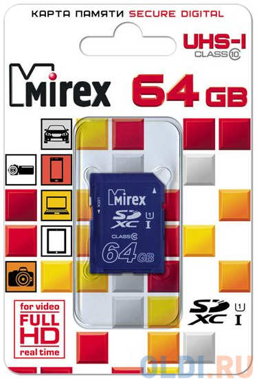 Флеш карта SD 64GB Mirex SDXC Class 10 UHS-I