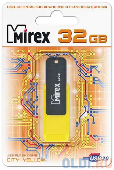 Флешка 32Gb Mirex City USB 2.0 черный желтый 13600-FMUCYL32 4348450954