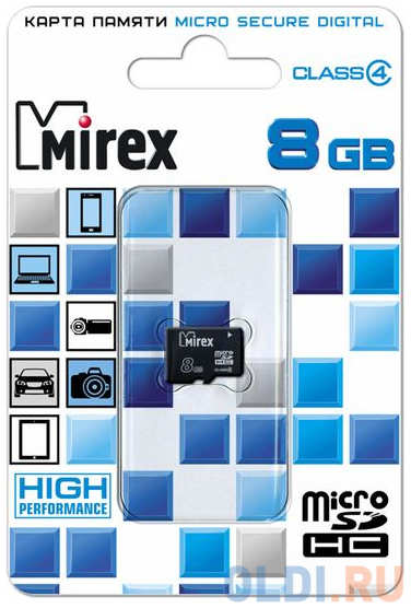Флеш карта microSD 8GB Mirex microSDHC Class 4 4348451119