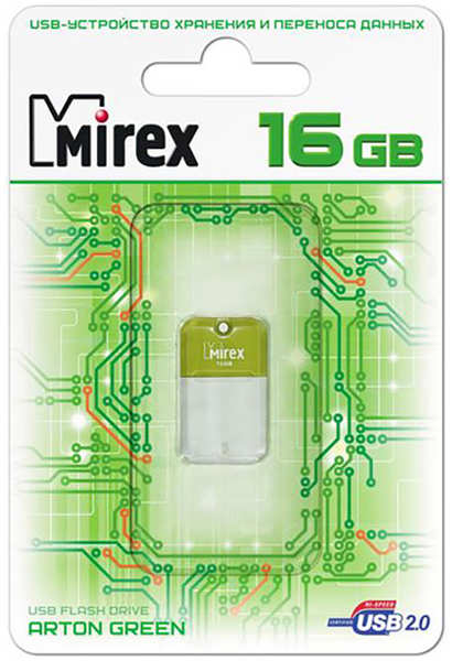 Флеш накопитель 16GB Mirex Arton, USB 2.0, Зеленый 4348451122