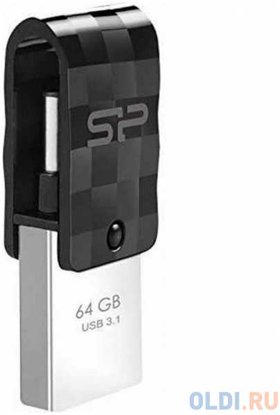 Флеш накопитель 64Gb Silicon Power Mobile C31, OTG, USB 3.1/Type-C, Черный 4348451145