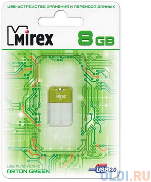 Флешка 8Gb Mirex 8GB Mirex Arton, USB 2.0, Зеленый USB 2.0 зеленый 13600-FMUAGR08 4348451147