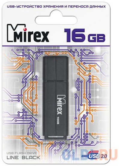 Флеш накопитель 16GB Mirex Line, USB 2.0, Черный 4348451160