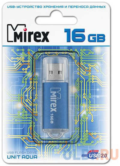 Флеш накопитель 16GB Mirex Unit, USB 2.0, Синий 4348451163