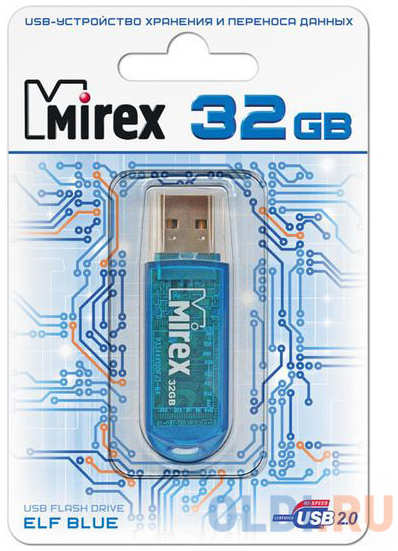 Флеш накопитель 32GB Mirex Elf, USB 2.0, Синий 4348451166