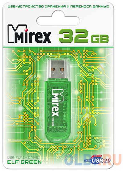 Флешка 32Gb Mirex Elf USB 2.0 зеленый 4348451167