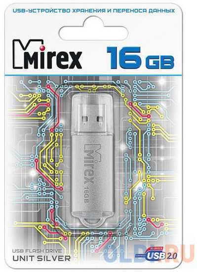Флеш накопитель 16GB Mirex Unit, USB 2.0, Серебро 4348451174