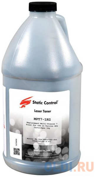 Тонер Static Control MPT7-1KG черный флакон 1000гр. для принтера HP LJP1005/1006/1505 4348451702