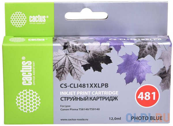 Картридж струйный Cactus CS-CLI481XXLPB фото голубой (12мл) для Canon Pixma TS8140/TS9140 4348451736