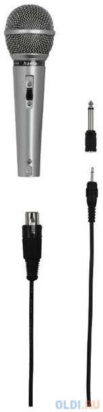 Микрофон Hama DM40 H-46040 3.5 мм серебристый + адаптер 3.5/6.3 мм 4348454638