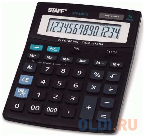 Калькулятор настольный STAFF STF-888-14 (200х150 мм), 14 разрядов, двойное питание, 250182 4348455708