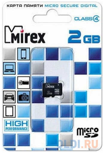Карта памяти Micro SDHC 2GB Class 4 Mirex 13612-MCROSD02 4348457107