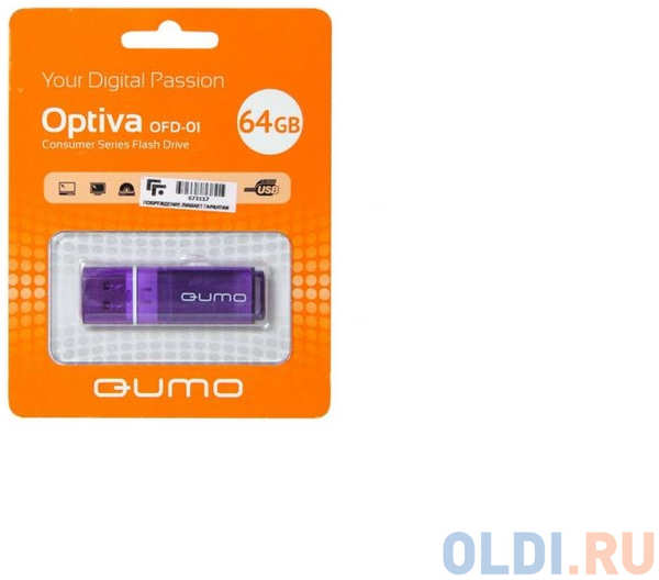 Флешка 64Gb QUMO QM64GUD-OP1-violet USB 2.0 фиолетовый 4348458714