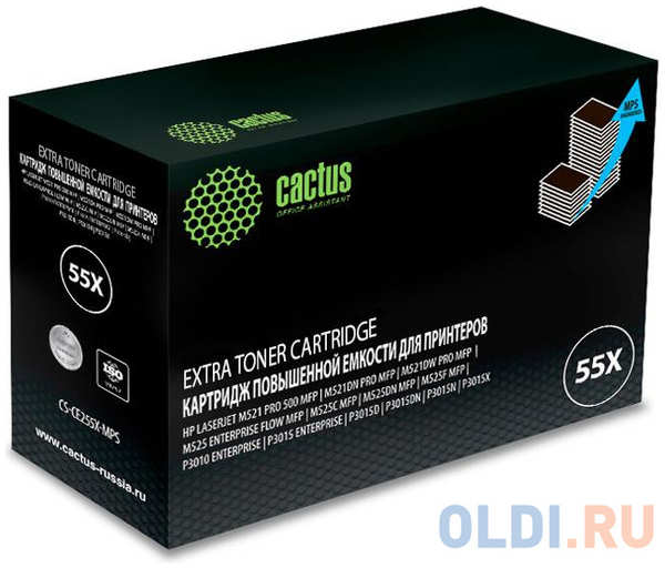 Тонер Картридж Cactus CS-CE255X-MPS черный (15000стр.) для HP LJ P3015 4348459003