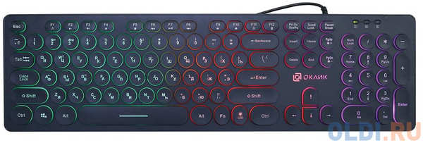 Клавиатура проводная Oklick 420MRL USB черный 4348477551