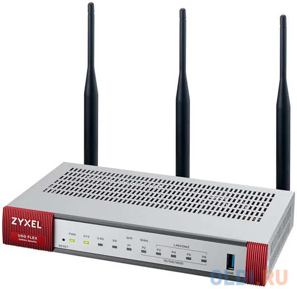 ZYXEL ZyWALL USG FLEX 100W Firewall with 1-year subscriptions (AS, AV, CF, IDP), 2xWAN GE (1xRJ-45 and 1xSFP), 4xLAN / DMZ GE, 802.11a / b / g / n / a 4348500934