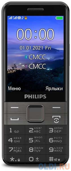 Мобильный телефон Philips E590 Xenium 64Mb черный моноблок 2Sim 3.2″ 240x320 2Mpix GSM900/1800 GSM1900 MP3 microSD 4348502192