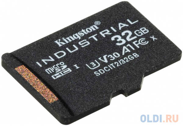Промышленная карта памяти microSDHC Kingston, 32 Гб Class 10 UHS-I U3 V30 A1 TLC в режиме pSLC, темп. режим от -40? до +85?, с адаптером