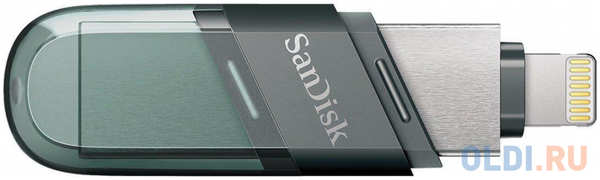 Флеш Диск Sandisk 64Gb iXpand Flip SDIX90N-064G-GN6NN USB3.1 зеленый/серебристый 4348505213