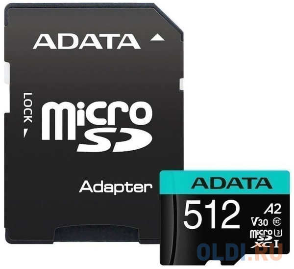 A-Data Карта памяти MICRO SDXC 512GB W/AD. AUSDX512GUI3V30SA2-RA1 ADATA 4348509136