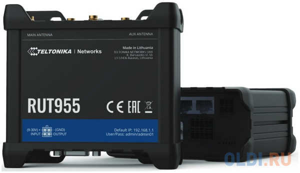 Teltonika RUT955 4G (LTE) cat4 / 3G. 2x SIM / W-Fi / 4x RJ-45 / RS232 / RS485