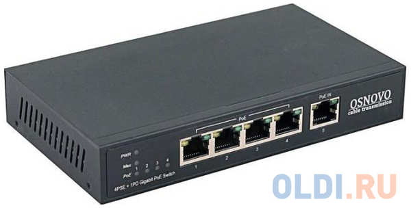 Коммутатор Osnovo SW-8050/D 5G 4PoE+ 90W неуправляемый 4348510579