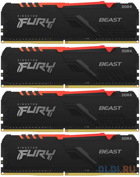Оперативная память для компьютера Kingston Fury Beast RGB DIMM 32Gb DDR4 3600 MHz KF436C17BBAK4/32 4348512761