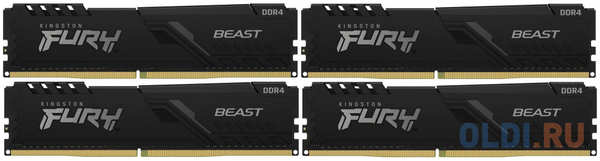 Оперативная память для компьютера Kingston Fury Beast DIMM 32Gb DDR4 3200 MHz KF432C16BBK4/32