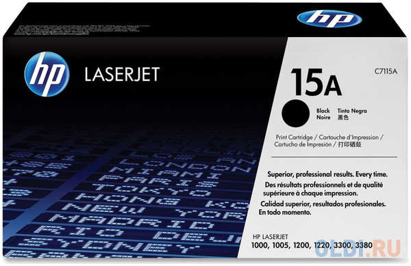 Картридж лазерный HP (C7115А) LaserJet 1000/1200/3300/3380 и другие, №15А, оригинальный, 2500 стр., С7115А