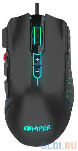 Игровая мышь HIPER DRAKKAR чёрная (USB, 8 кнопок, 10000 dpi, PMW3327, RGB подсветка, регулировка веса) 4348516231