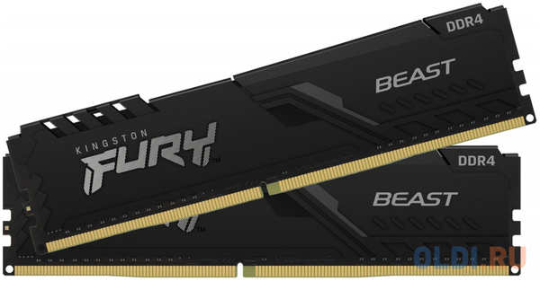 Оперативная память для компьютера Kingston FURY Beast Black DIMM 64Gb DDR4 3200 MHz KF432C16BBK2/64 4348516733