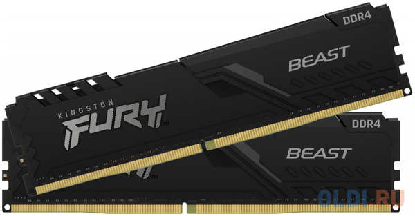 Оперативная память для компьютера Kingston FURY Beast Black DIMM 16Gb DDR4 3200 MHz KF432C16BBK2/16 4348516737