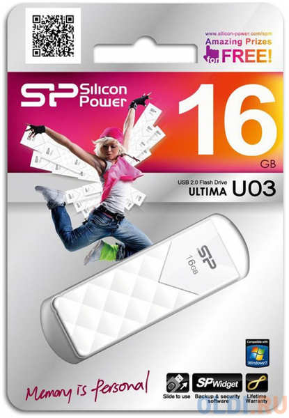 Внешний накопитель 16GB USB Drive <USB 2.0 Silicon Power Ultima U3 (SP016GBUF2U03V1W)