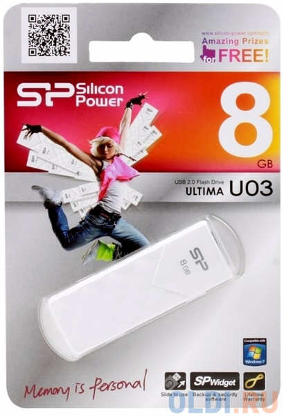 Внешний накопитель 8GB USB Drive <USB 2.0 Silicon Power Ultima U03 White (SP008GBUF2U03V1W) 434852457