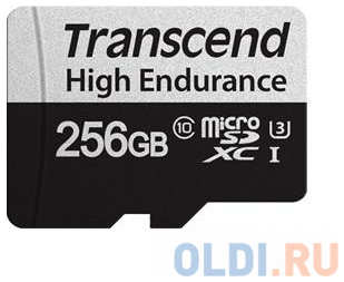 Карта памяти microSDXC Transcend 350V (высокой надёжности), 256 Гб, UHS-I Class 10 U1, с адаптером