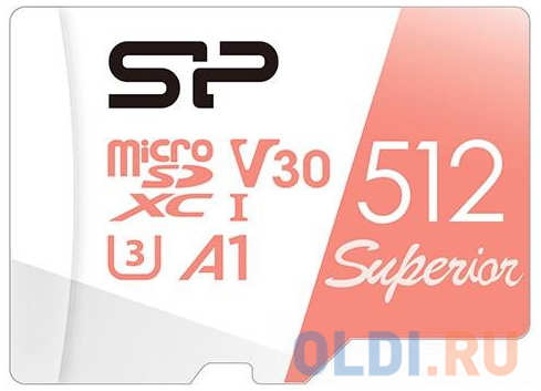 Флеш карта microSD 512GB Silicon Power Superior A1 microSDXC Class 10 UHS-I U3 100/80 Mb/s (SD адаптер) 4348525540