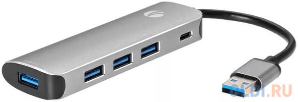 VCOM Telecom Адаптер концентратор USB 3.1 Type-A --> 4 USB3.0 Alum Shell HUB+ PD, VCOM 4348530818